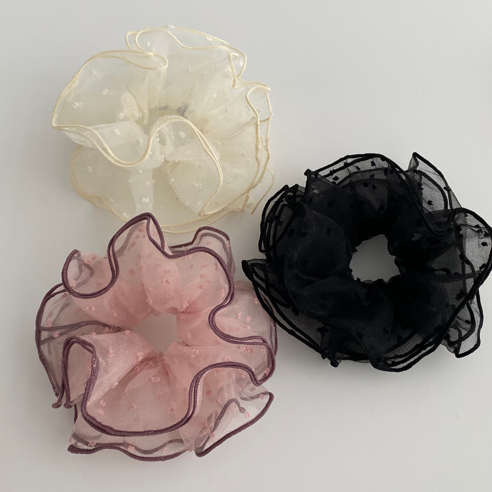 Hair Net Invisible - 1PC Summer Ruffled Sheer Tulle Scrunchies,Sweet