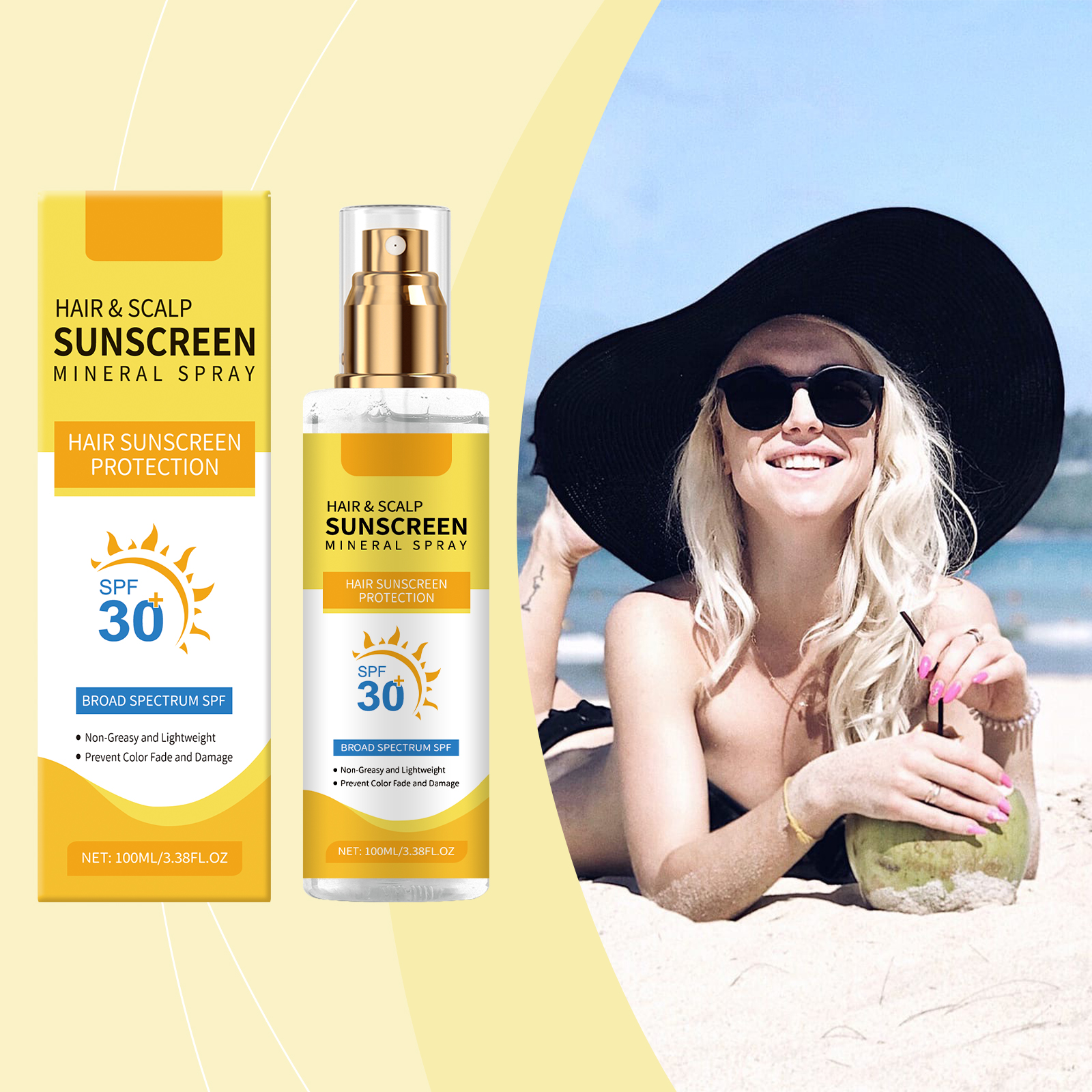 Hair Care Spray - Ginger Root Scalp Sunscreen Spray SPF30