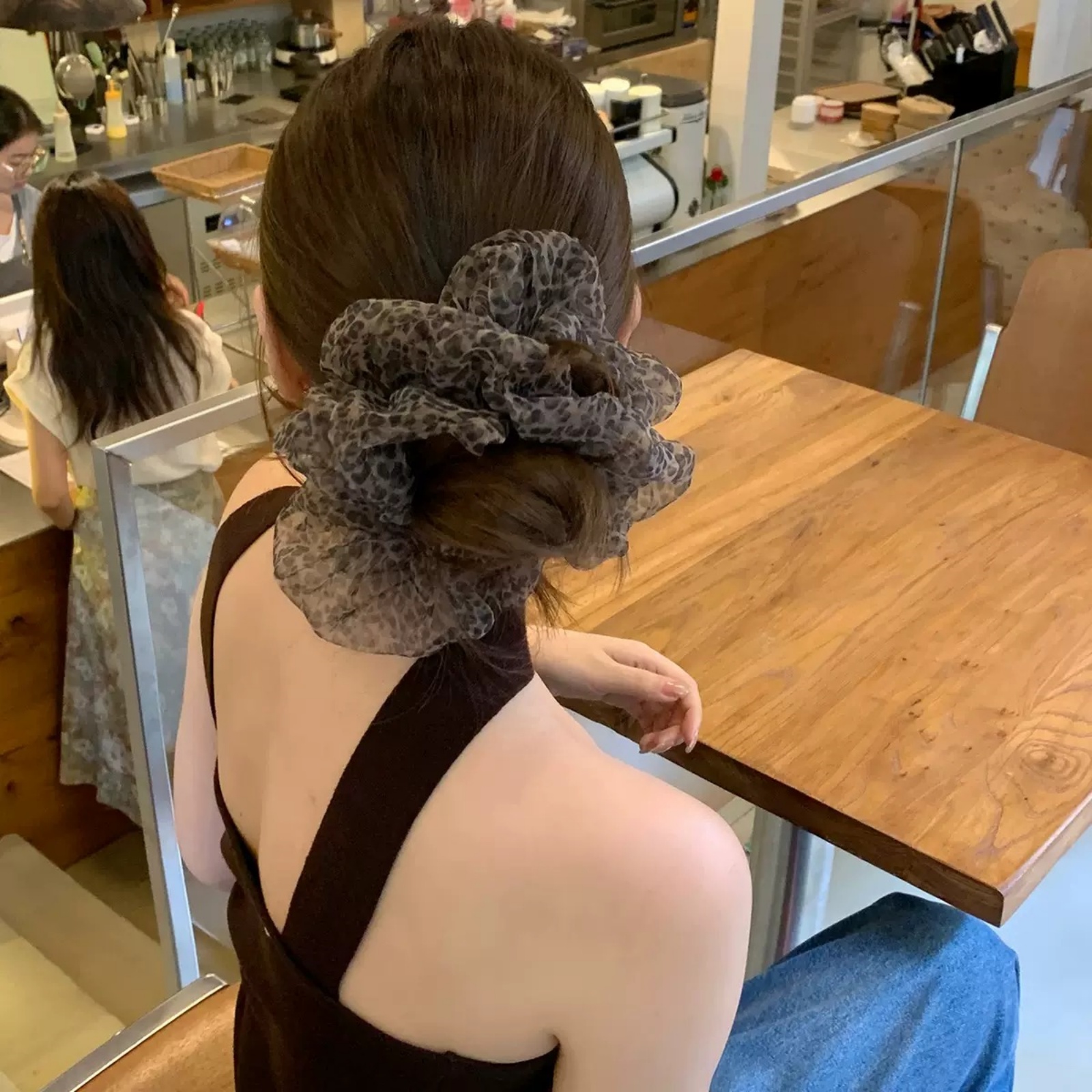 Hair Net Invisible - 1PC Trendy Leopard Print Mesh Large