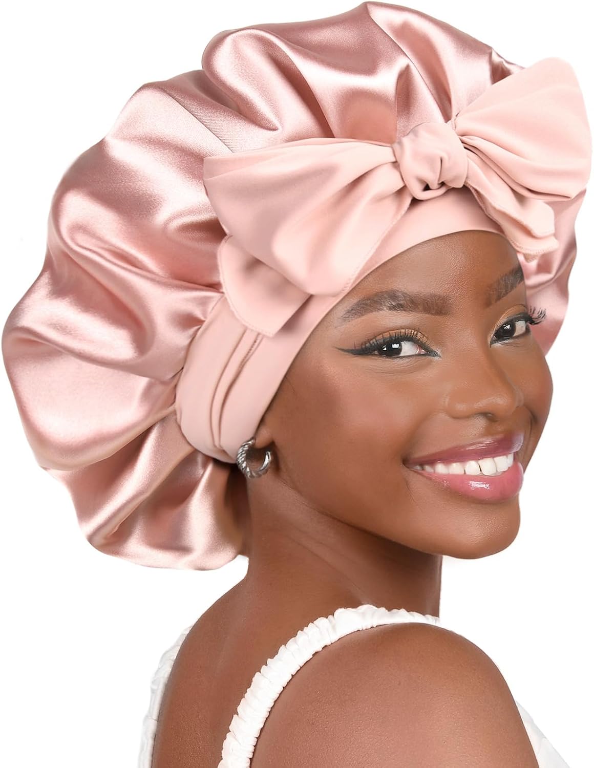 Satin Hair Bonnet - Adjustable Satin Bonnet for Sleeping Double