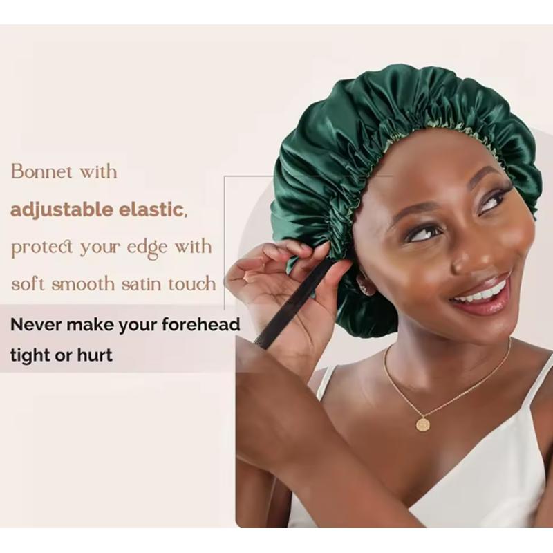 Satin Hair Bonnet - Adjustable Satin Sleeping Bonnet Reversible Double