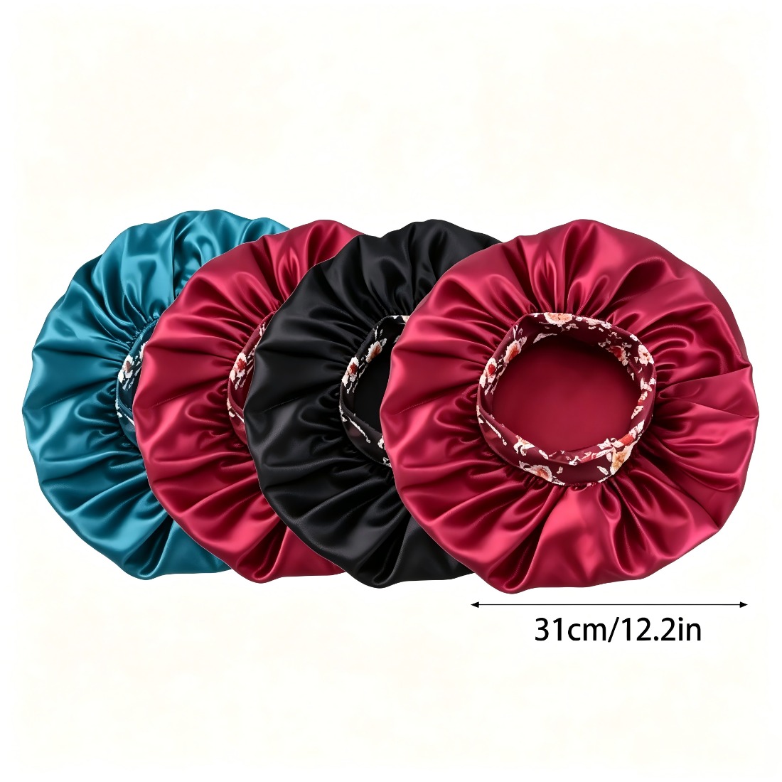 Satin Hair Bonnet - 3Pcs Women Satin Sleep Bonnets, Elastic