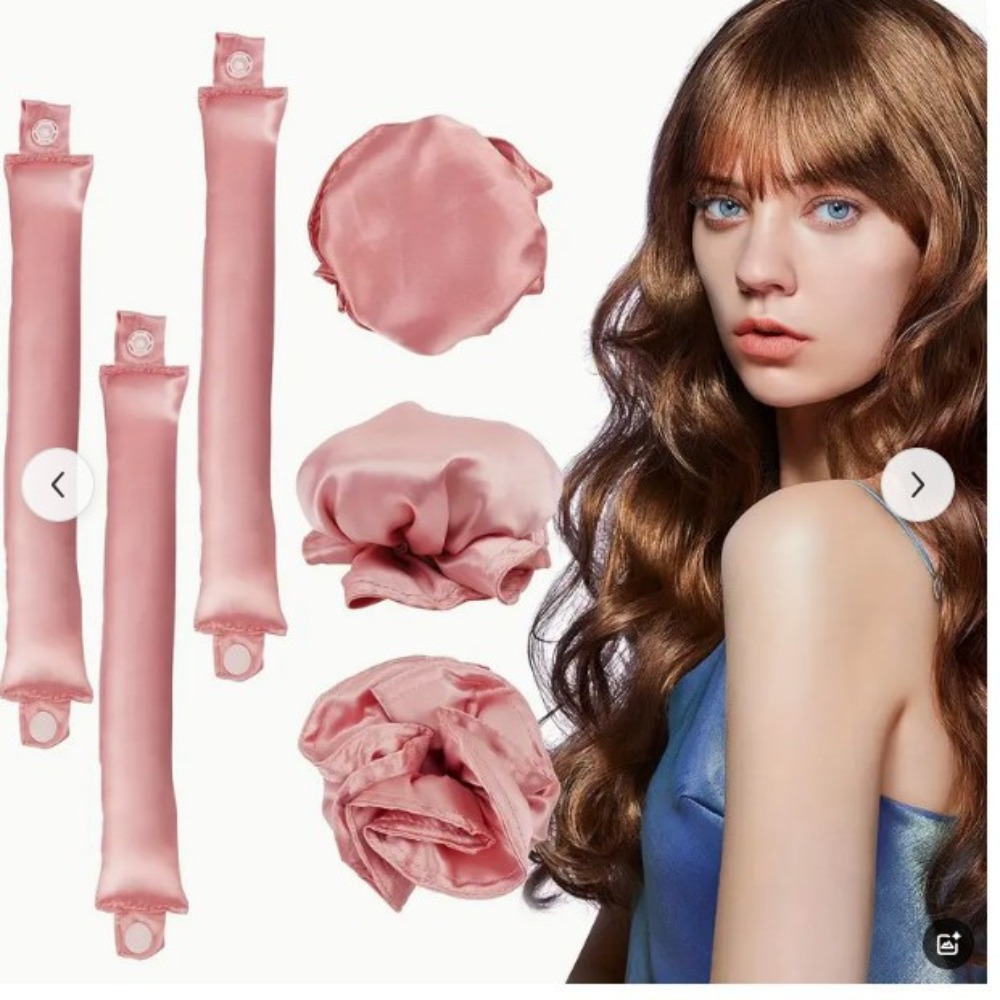 Satin Hair Bonnet - 2/4/6Pcs Satin Heatless Curling Set Overnight