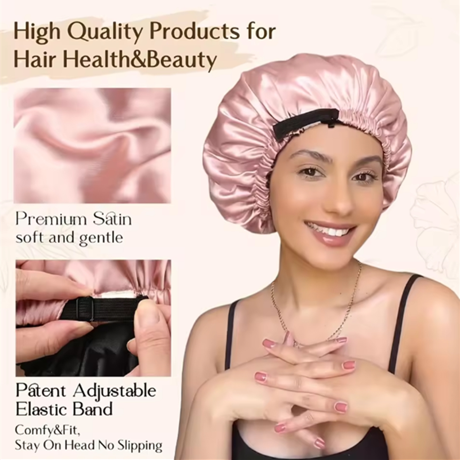 Satin Hair Bonnet - Reversible Double Layer Satin Sleeping Bonnet