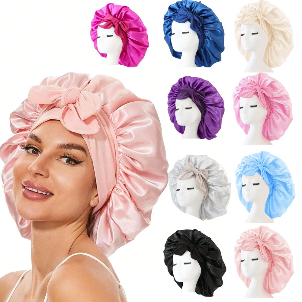 Satin Hair Bonnet - Satin Silk Hair Bonnet Adjustable Tie
