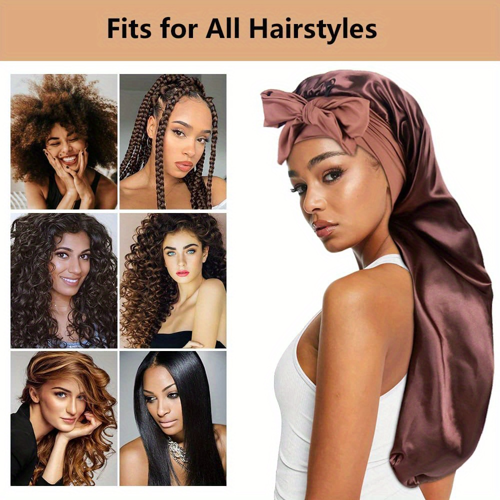 2pcs Extra-Large Satin Bonnets - Hair Care Long Hair incelemesi ve fiyatı