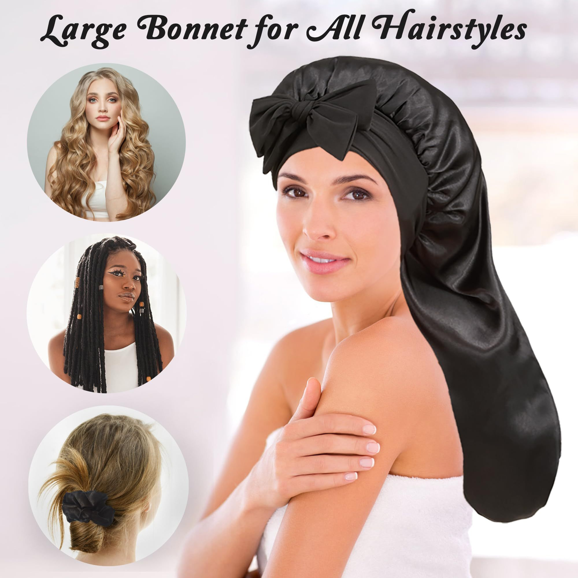 2pcs Extra-Large Satin Bonnets - Hair Care Long Hair incelemesi ve fiyatı