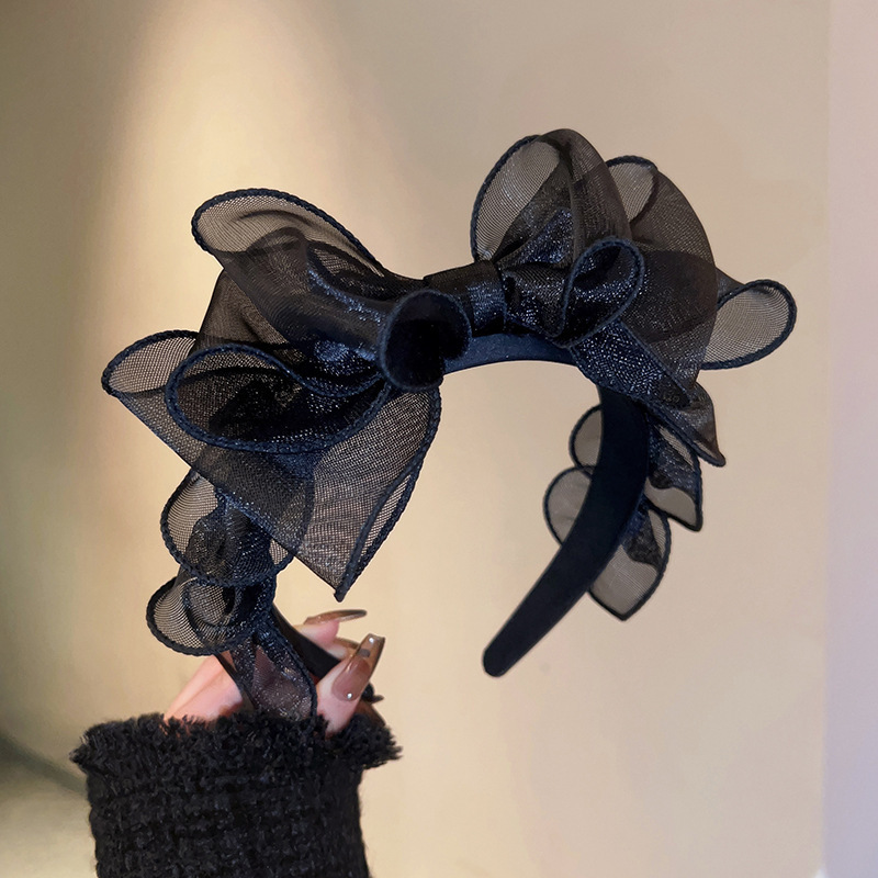 Fashion Black Mesh Big Bow Hea - Hair Net Invisible incelemesi ve fiyatı