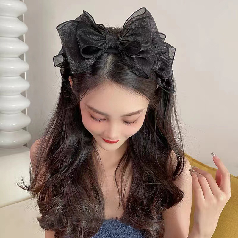 Fashion Black Mesh Big Bow Hea - Hair Net Invisible incelemesi ve fiyatı