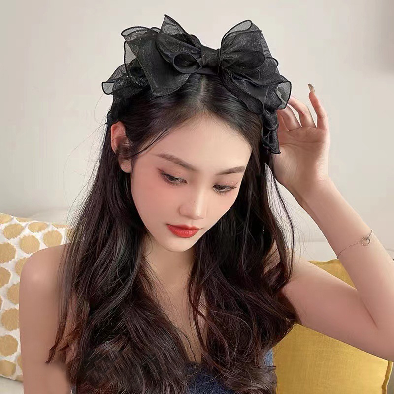 Fashion Black Mesh Big Bow Hea - Hair Net Invisible incelemesi ve fiyatı