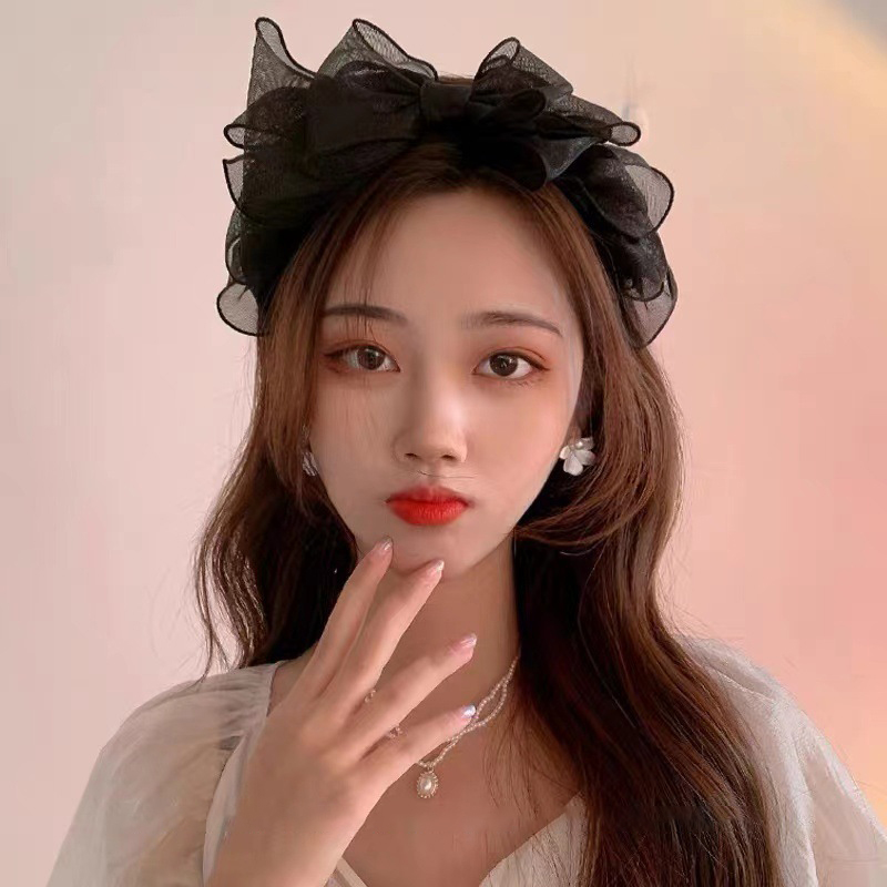 Fashion Black Mesh Big Bow Hea - Hair Net Invisible incelemesi ve fiyatı